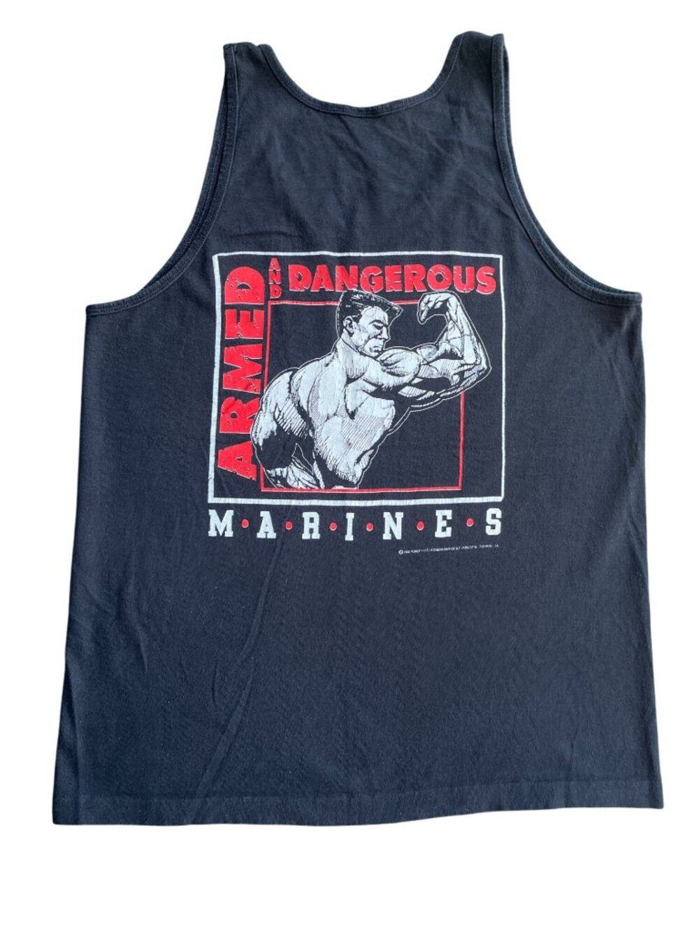 Power Breed Marines Graphic Tank Top Black  L 100% Cotton Sleeveless Mens Shirt